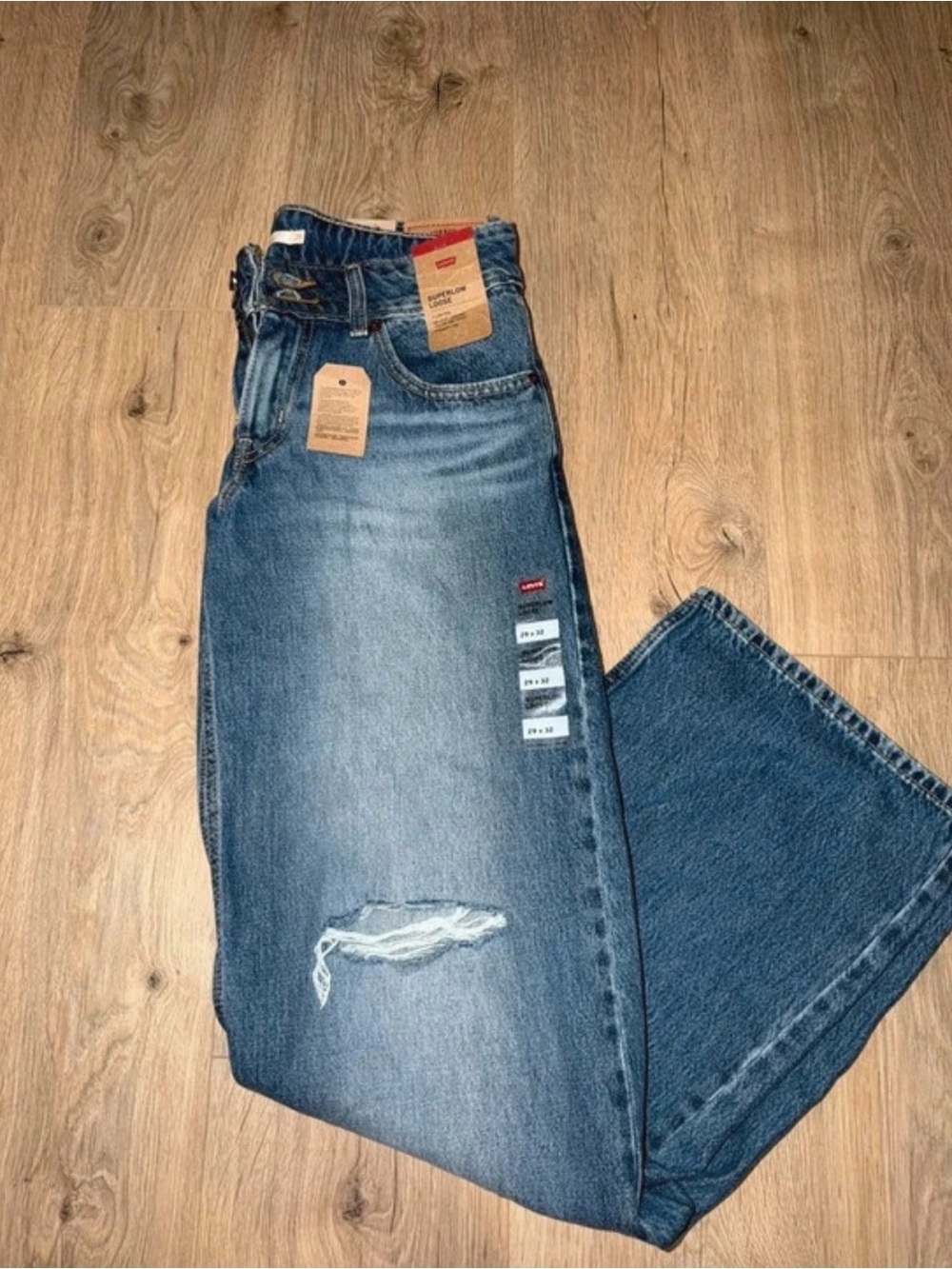 Levi's Women's Blue Loose Fit Distressed Jeans